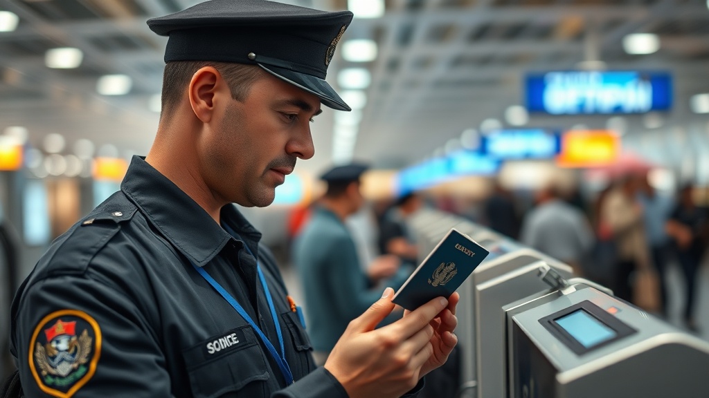 출입국 심사대에서 이루어지는 여권 확인 절차